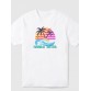 Colorful Coconut Tree Printing Cotton Men's Short Sleeve Tee