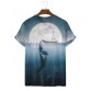 Men's Fashion Whale Crew Neck Print T-Shirt