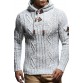 Men's Sweater Long Sleeve Slim Knit Pullover with Hooded Horn Button