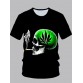 Men Street O Neck Print Green T-shirt